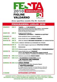 programma della Festa Democratica che si terr&agrave; a Figline dal 9 al 18 luglio