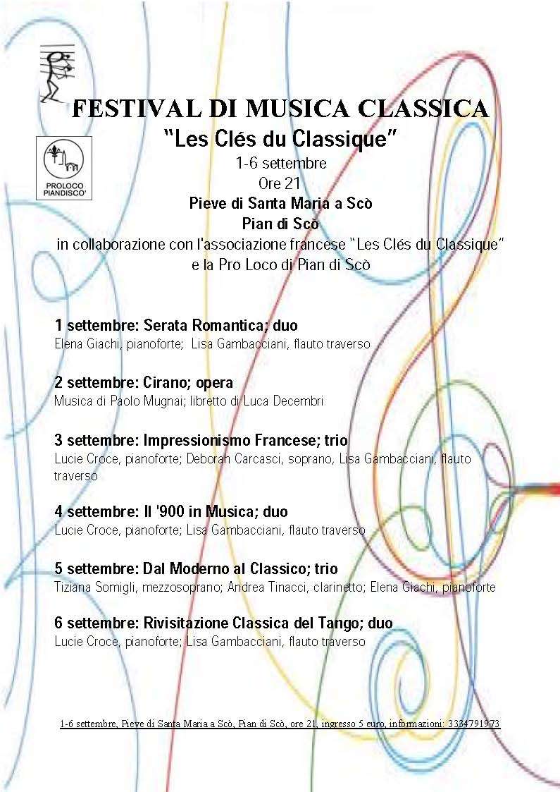 FESTIVAL DI MUSICA CLASSICA &ldquo;Les Cl&eacute;s du Classique&rdquo; a Pian di Sc&ograve;
